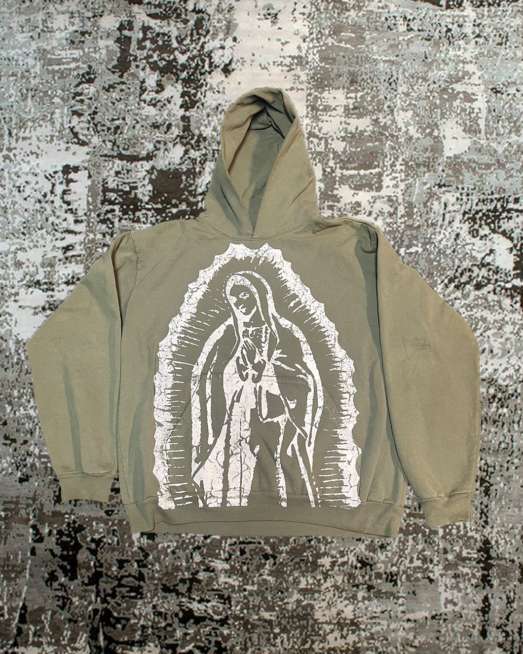 ARMY GREEN VIRGIN MARY HOODIE